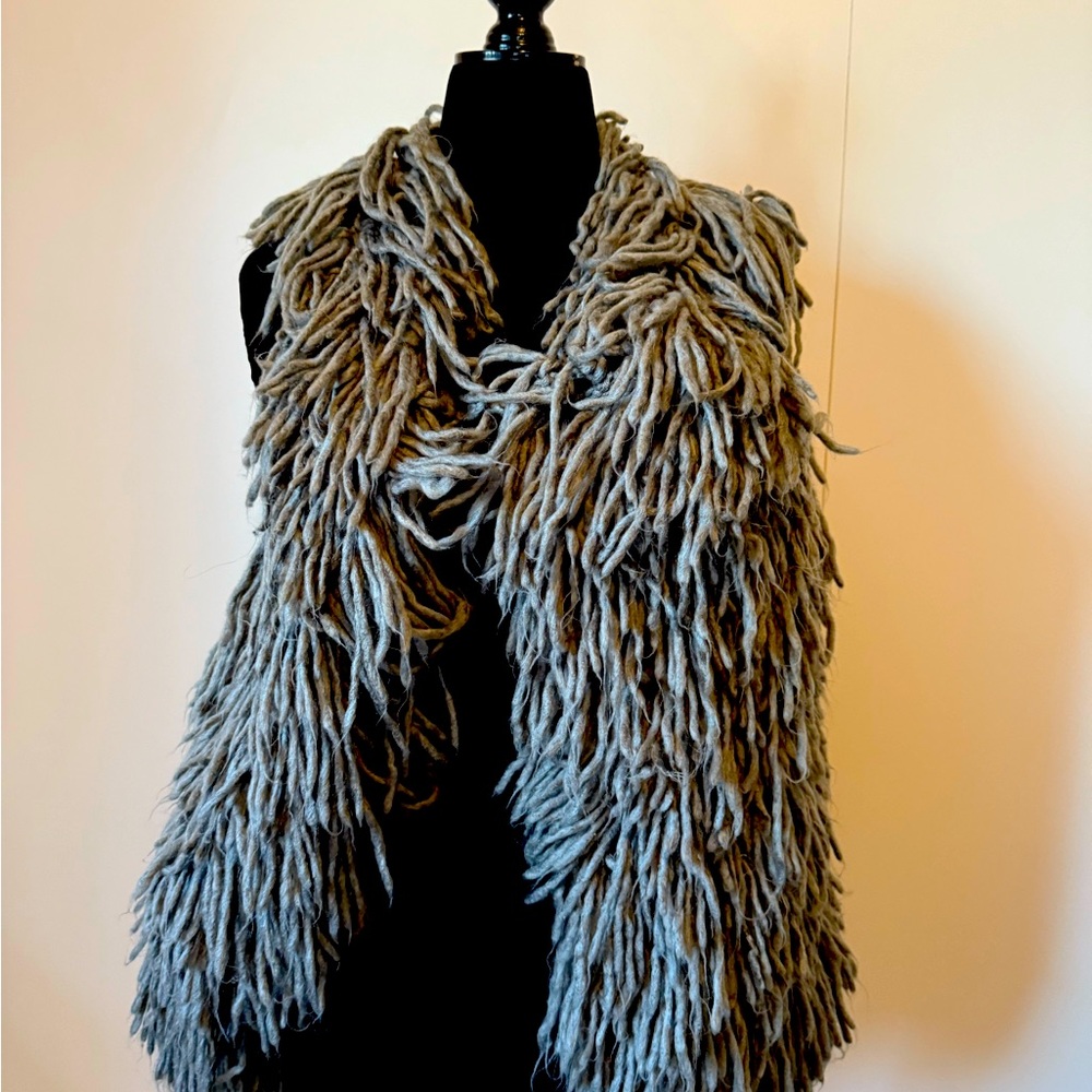 Long Gray sweater knit vest, one size